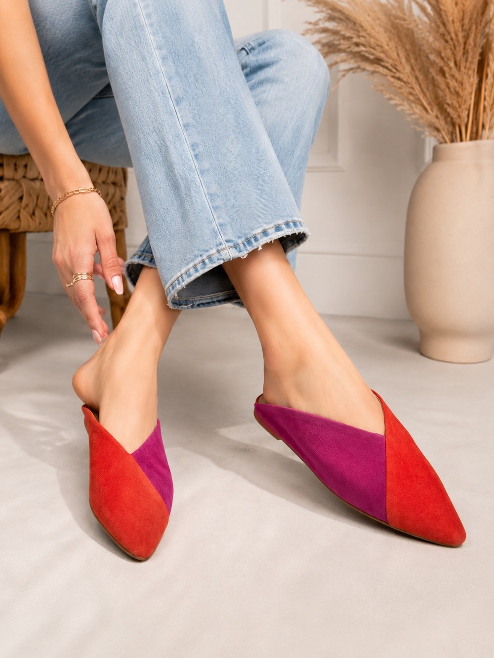 Birdies colorblock suede leather slip on flats size 9 New Flirty Cute Statement